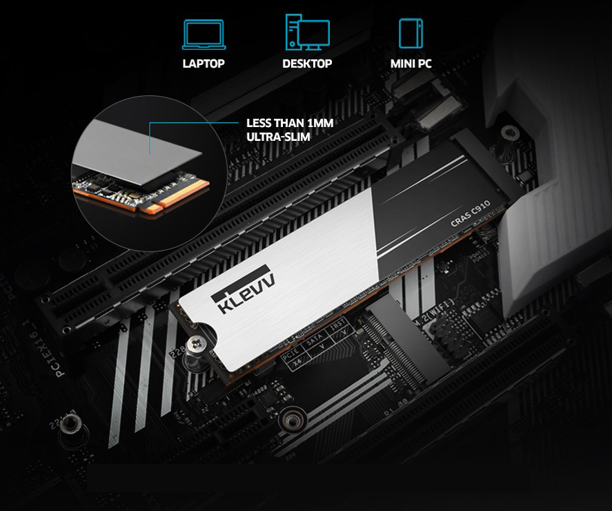 KLEVV CRAS C910 1TB M.2 2280 SLC Cache NVMe PCIe Gen4x4 Laptop